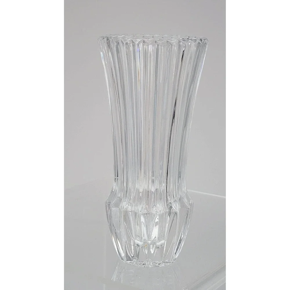 1977 Fostoria for Avon Crystal Bud Vase Clear Ribbed Avon Rep Gift EXC 5.5
